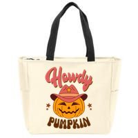 Howdy Pumpkin Retro Cute Halloween Zip Tote Bag