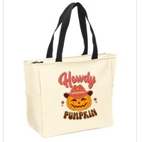 Howdy Pumpkin Retro Cute Halloween Zip Tote Bag