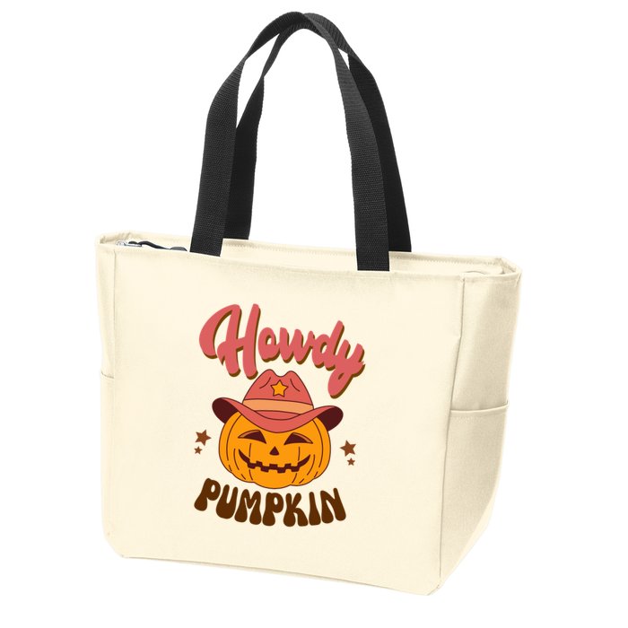Howdy Pumpkin Retro Cute Halloween Zip Tote Bag