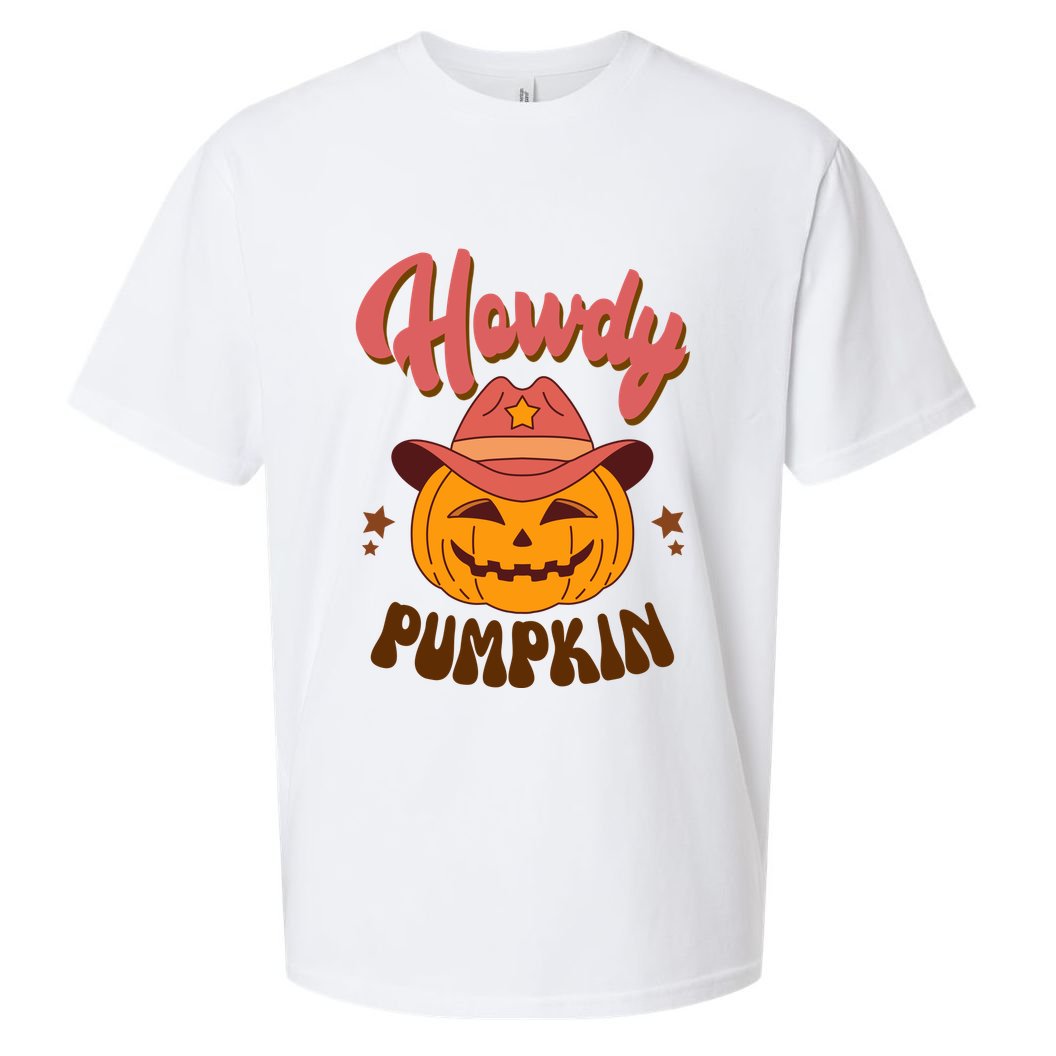 Howdy Pumpkin Retro Cute Halloween Sueded Cloud Jersey T-Shirt