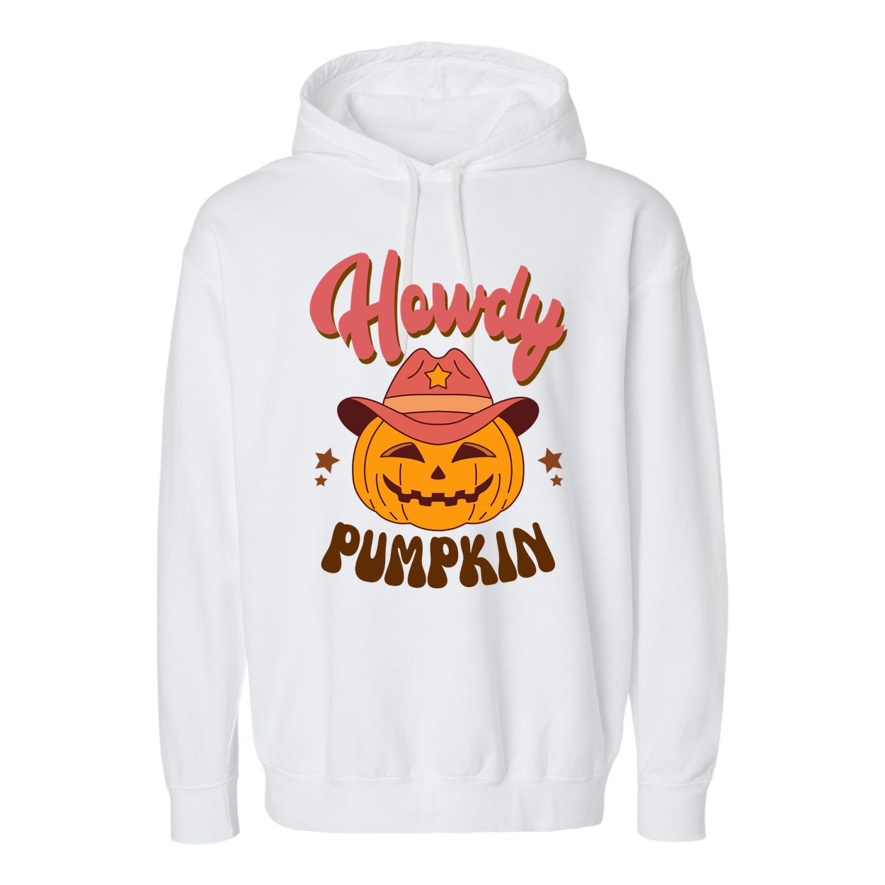 Howdy Pumpkin Retro Cute Halloween Garment-Dyed Fleece Hoodie