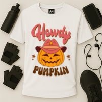 Howdy Pumpkin Retro Cute Halloween Cooling Performance Crew T-Shirt
