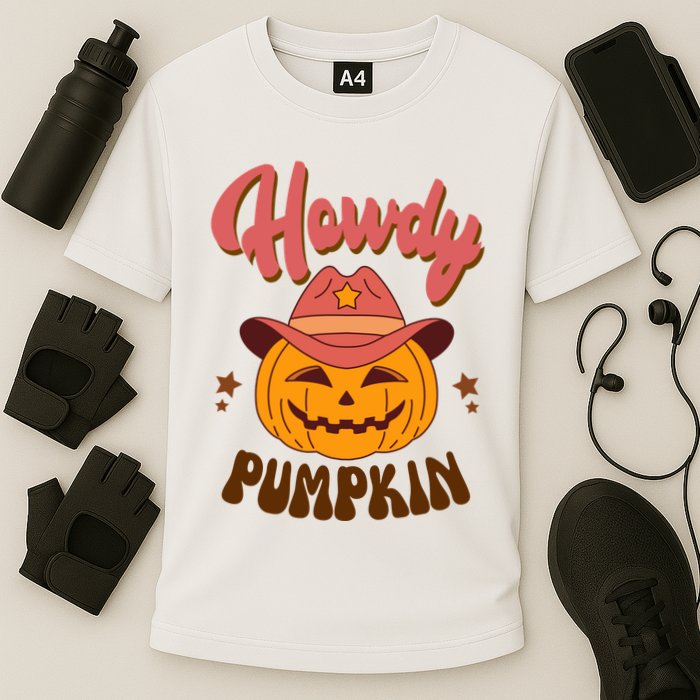 Howdy Pumpkin Retro Cute Halloween Cooling Performance Crew T-Shirt