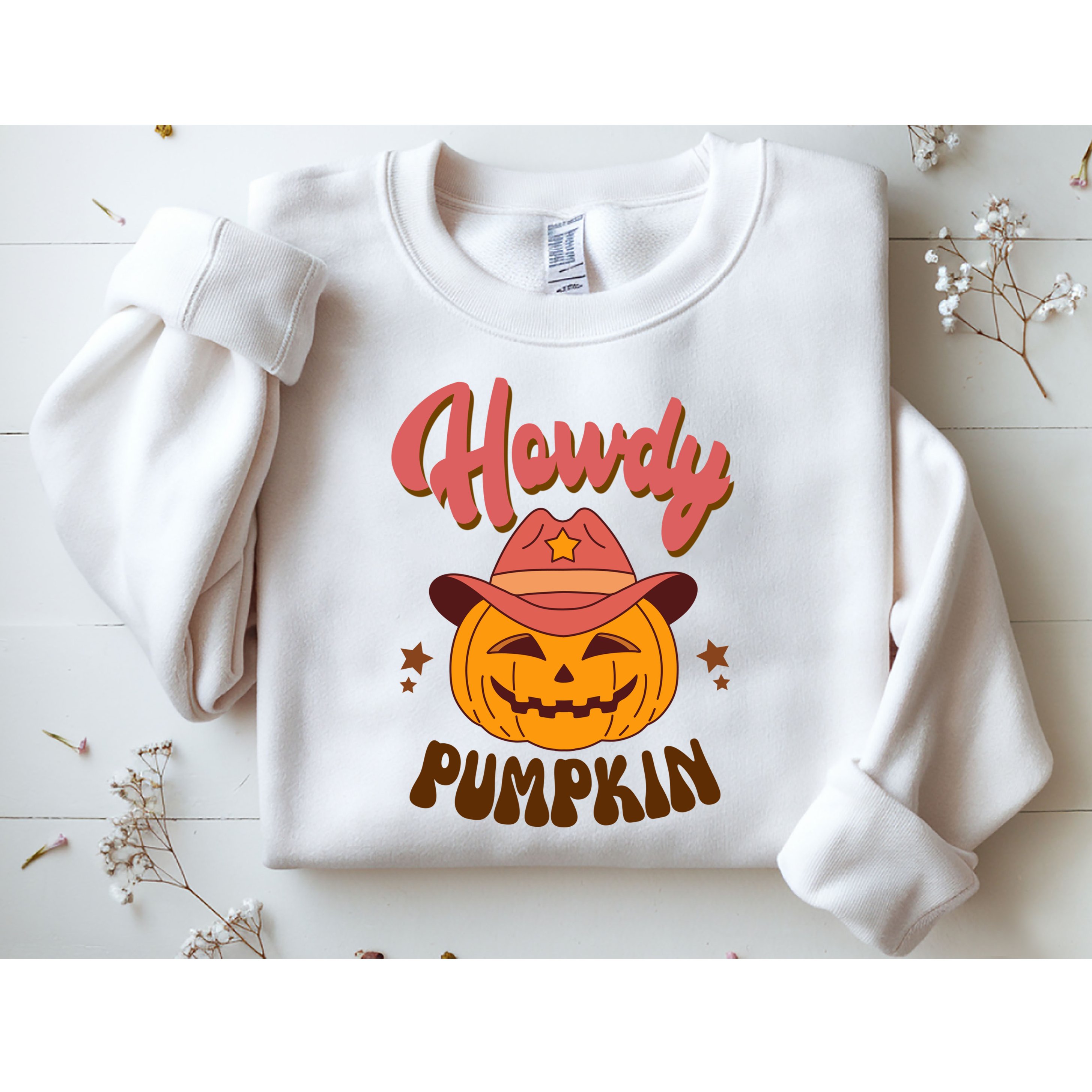 Howdy Pumpkin Retro Cute Halloween Sweatshirt