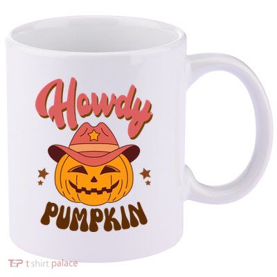 Howdy Pumpkin Retro Cute Halloween 11oz C Handle Ceramic Mug