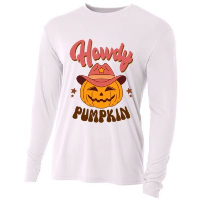 Howdy Pumpkin Retro Cute Halloween Cooling Performance Long Sleeve Crew
