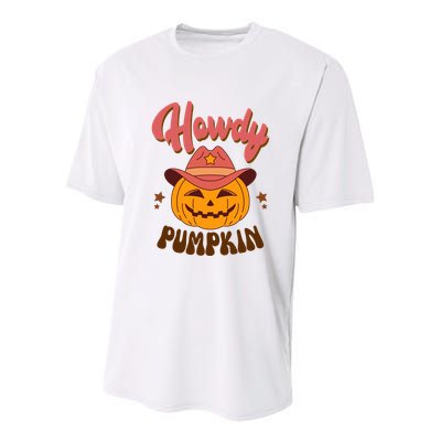 Howdy Pumpkin Retro Cute Halloween Youth Performance Sprint T-Shirt