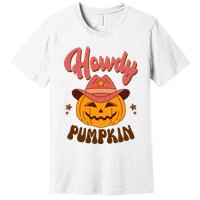 Howdy Pumpkin Retro Cute Halloween Premium T-Shirt
