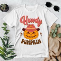 Howdy Pumpkin Retro Cute Halloween Premium T-Shirt