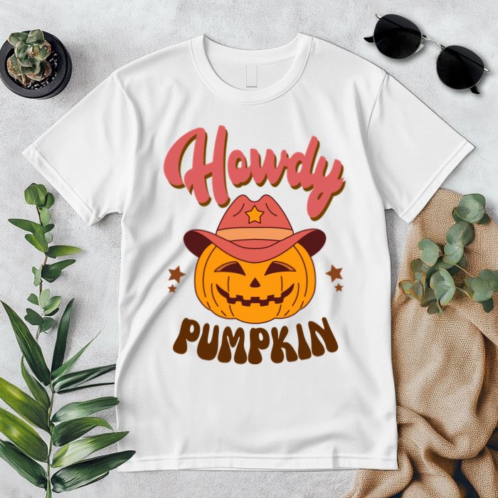 Howdy Pumpkin Retro Cute Halloween Premium T-Shirt