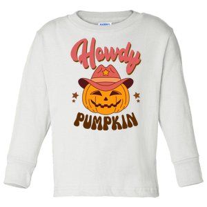 Howdy Pumpkin Retro Cute Halloween Toddler Long Sleeve Shirt