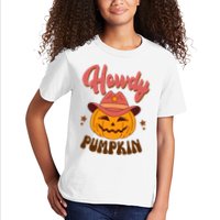 Howdy Pumpkin Retro Cute Halloween Kids T-Shirt