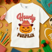 Howdy Pumpkin Retro Cute Halloween Kids T-Shirt