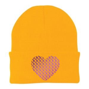 Heart Purple Ribbon Pancreatic Cancer Awareness Graphic Funny Gift Knit Cap Winter Beanie