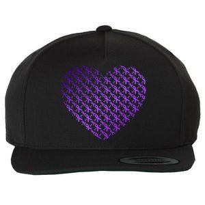 Heart Purple Ribbon Pancreatic Cancer Awareness Graphic Funny Gift Wool Snapback Cap