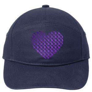 Heart Purple Ribbon Pancreatic Cancer Awareness Graphic Funny Gift 7-Panel Snapback Hat