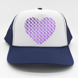 Heart Purple Ribbon Pancreatic Cancer Awareness Graphic Funny Gift Trucker Hat