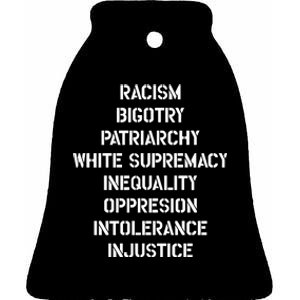 Hasan Piker Racism Bigotry Patriarchy White Supremacy Inequality Oppression Into Ceramic Bell Ornament