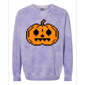 Halloween Pumpkin Retro Gaming Gift Jackolantern Face Gift Colorblast Crewneck Sweatshirt