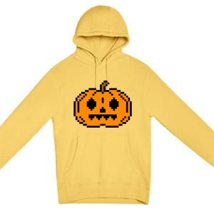 Halloween Pumpkin Retro Gaming Gift Jackolantern Face Gift Premium Pullover Hoodie