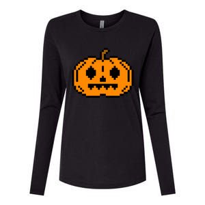 Halloween Pumpkin Retro Gaming Gift Jackolantern Face Gift Womens Cotton Relaxed Long Sleeve T-Shirt