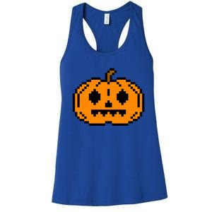 Halloween Pumpkin Retro Gaming Gift Jackolantern Face Gift Women's Racerback Tank