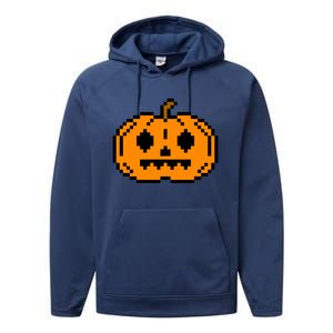 Halloween Pumpkin Retro Gaming Gift Jackolantern Face Gift Performance Fleece Hoodie