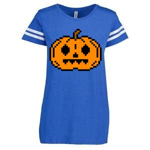 Halloween Pumpkin Retro Gaming Gift Jackolantern Face Gift Enza Ladies Jersey Football T-Shirt