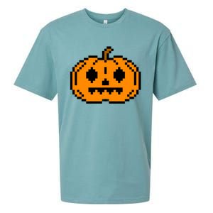 Halloween Pumpkin Retro Gaming Gift Jackolantern Face Gift Sueded Cloud Jersey T-Shirt