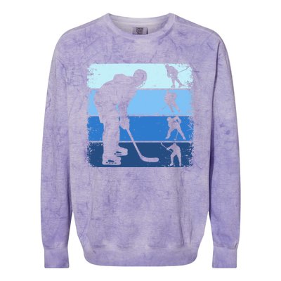 Hockey Player Retro Vintage Ice Hockey Gift Colorblast Crewneck Sweatshirt