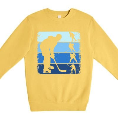 Hockey Player Retro Vintage Ice Hockey Gift Premium Crewneck Sweatshirt