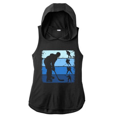 Hockey Player Retro Vintage Ice Hockey Gift Ladies PosiCharge Tri-Blend Wicking Draft Hoodie Tank