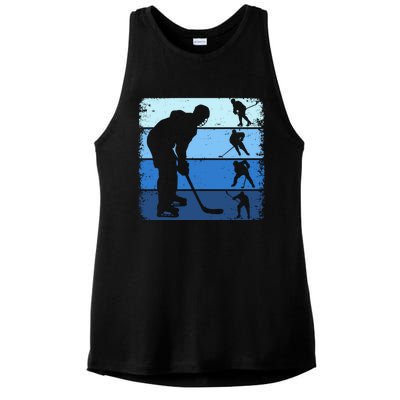 Hockey Player Retro Vintage Ice Hockey Gift Ladies PosiCharge Tri-Blend Wicking Tank