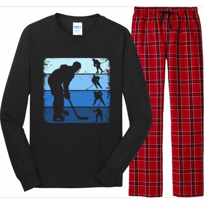 Hockey Player Retro Vintage Ice Hockey Gift Long Sleeve Pajama Set