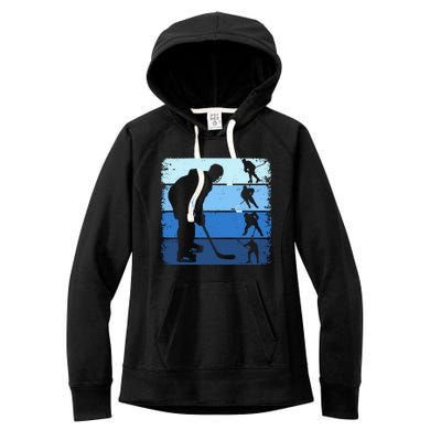 Hockey Player Retro Vintage Ice Hockey Gift Women's Fleece Hoodie