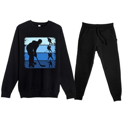 Hockey Player Retro Vintage Ice Hockey Gift Premium Crewneck Sweatsuit Set