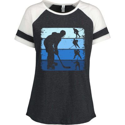 Hockey Player Retro Vintage Ice Hockey Gift Enza Ladies Jersey Colorblock Tee