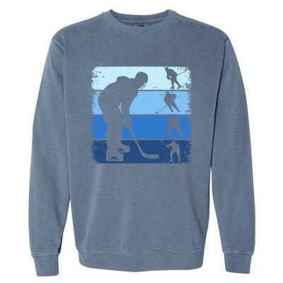 Hockey Player Retro Vintage Ice Hockey Gift Garment-Dyed Sweatshirt