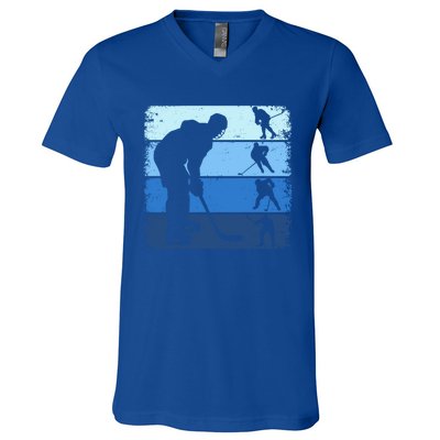 Hockey Player Retro Vintage Ice Hockey Gift V-Neck T-Shirt