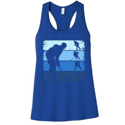 Hockey Player Retro Vintage Ice Hockey Gift Women's Racerback Tank