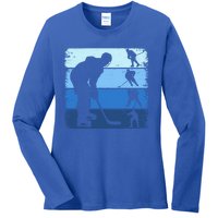 Hockey Player Retro Vintage Ice Hockey Gift Ladies Long Sleeve Shirt