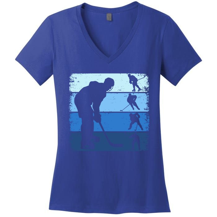 Hockey Player Retro Vintage Ice Hockey Gift Women's V-Neck T-Shirt