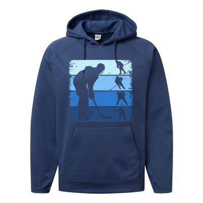 Hockey Player Retro Vintage Ice Hockey Gift Performance Fleece Hoodie