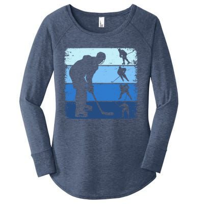 Hockey Player Retro Vintage Ice Hockey Gift Women's Perfect Tri Tunic Long Sleeve Shirt