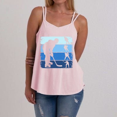 Hockey Player Retro Vintage Ice Hockey Gift Women's Strappy Tank