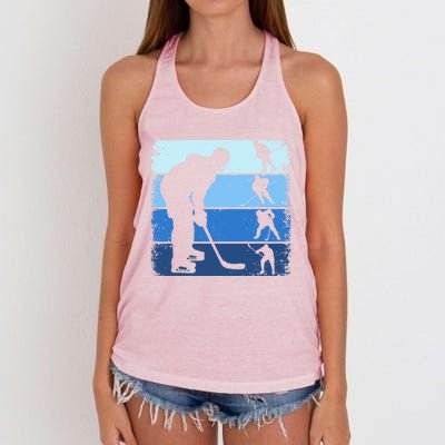 Hockey Player Retro Vintage Ice Hockey Gift Women's Knotted Racerback Tank