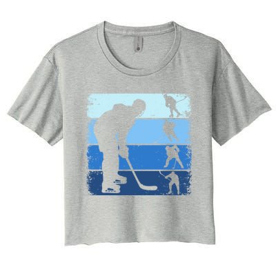 Hockey Player Retro Vintage Ice Hockey Gift Women's Crop Top Tee