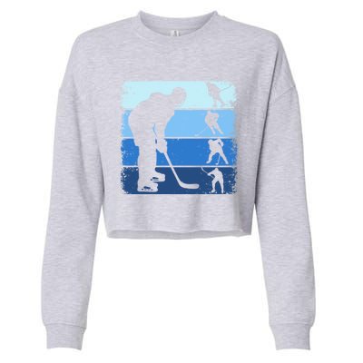 Hockey Player Retro Vintage Ice Hockey Gift Cropped Pullover Crew