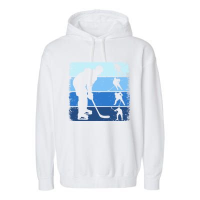 Hockey Player Retro Vintage Ice Hockey Gift Garment-Dyed Fleece Hoodie