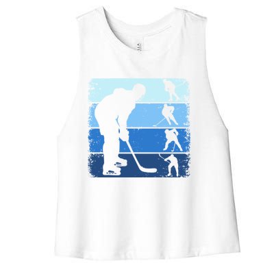 Hockey Player Retro Vintage Ice Hockey Gift Women's Racerback Cropped Tank